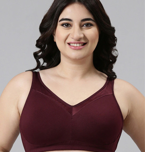 Grapewine Non-Wired Non Padded Full Coverage Cotton Minimizer Full support Bra A112